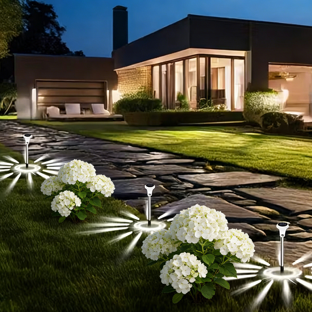 Image of 8pcs - Outdoor Led In-ground Lights | Solar Landscape Lighting, Path Lights, Suitable For Lawns, Gardens, And Courtyard Decor, Courtyard Lighting - Ip44