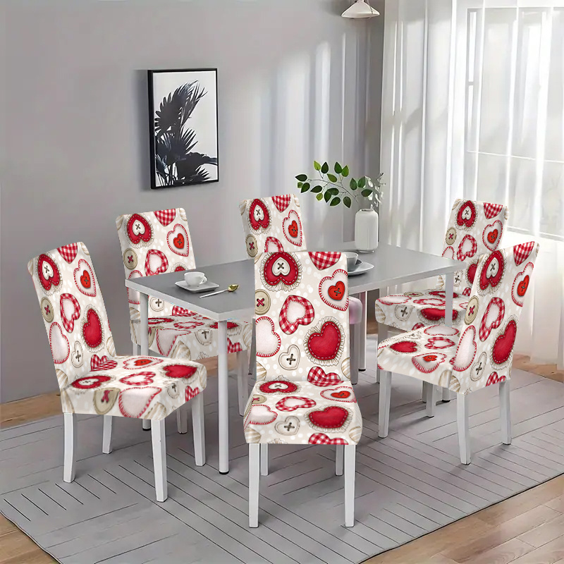 

4/6pcs Hand- Heart Pattern Chair Covers For Valentine's Day Anniversary Chair Protection Cover Suitable For Holiday Party Home Dining Chair Decoration