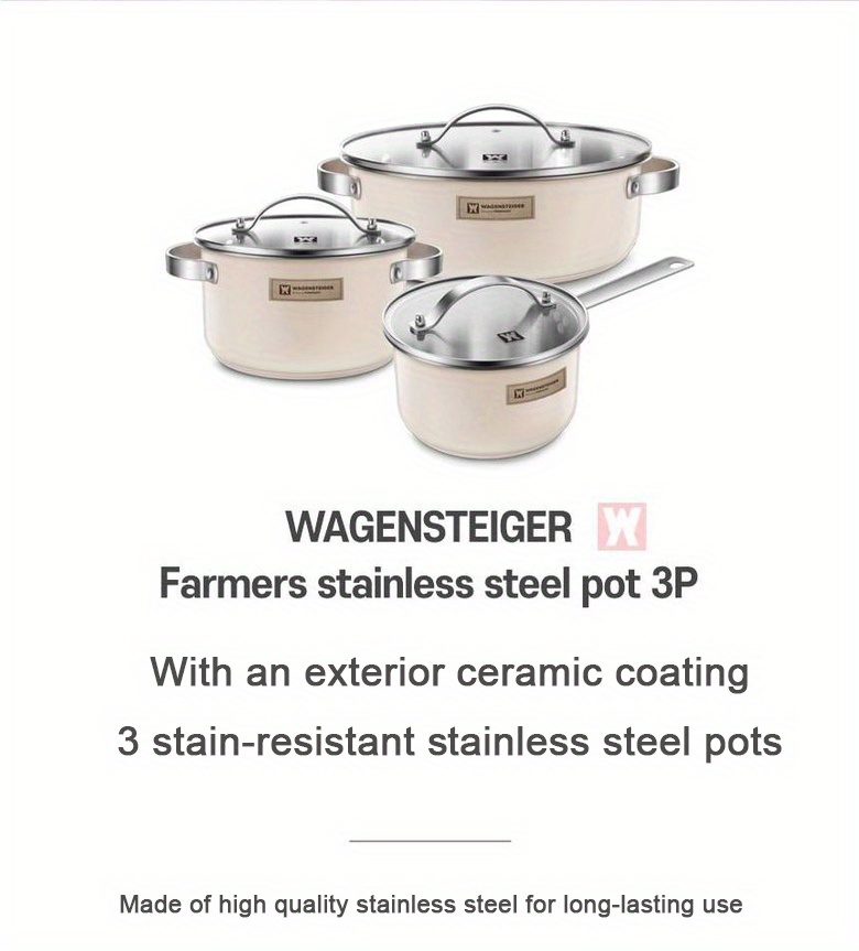 3pcs   stainless steel cookware set ceramic finish saucepan hot pot soup pot thickened composite base versatile for induction electric stove   decor details 0