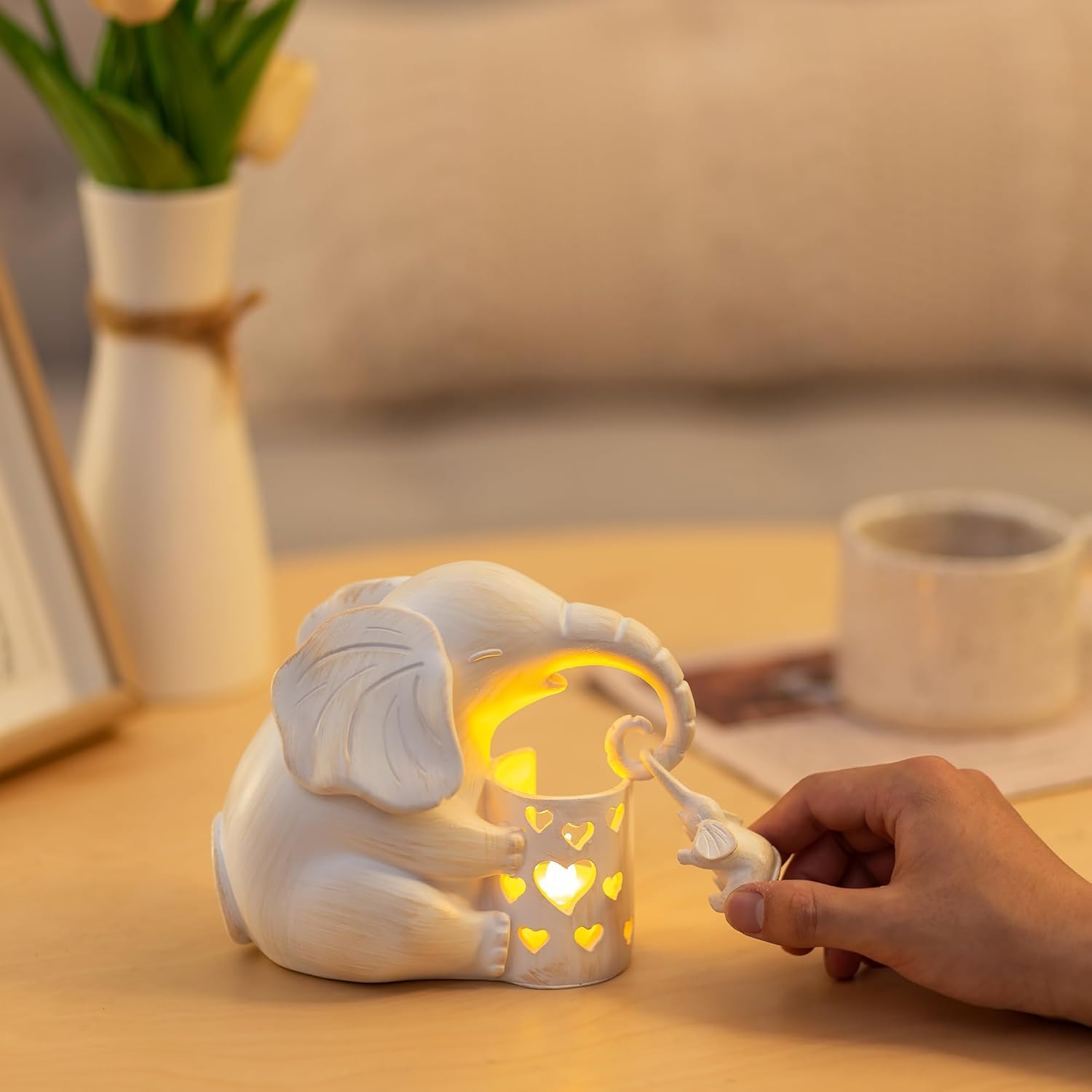 Image of Elephant Gifts For Women : Birthday From Daughter Christmas Living Room Home Decoration White With Goldbrush