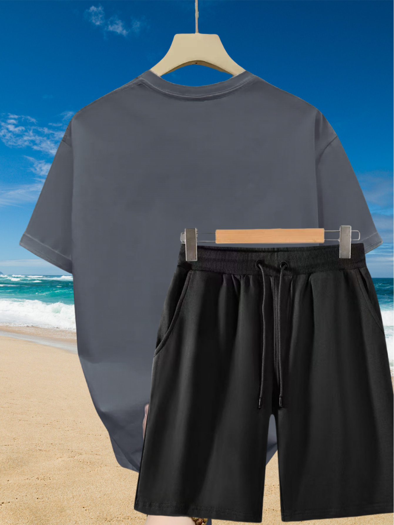 2pcs Men'S Summer Casual Outfit: Relaxed Fit Cotton T-Shirt & Drawstring Shorts Set - Floral Graphic Printed - Sporty, Comfortable, Beach-Ready, Summer Shorts, for Daily & Weekend Casual Wea