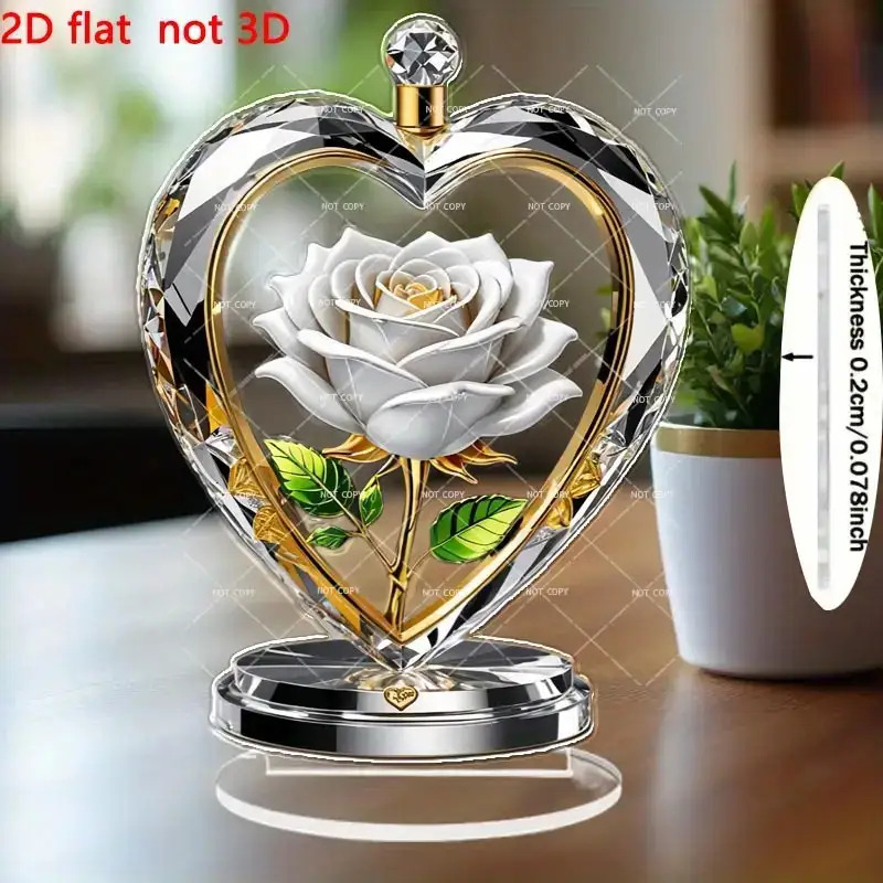 TEMU Plaque décorative 2D plate en acrylique avec base, motif cœur et - pour la décoration intérieure, la Saint-Valentin, Noël, les anniversaires de