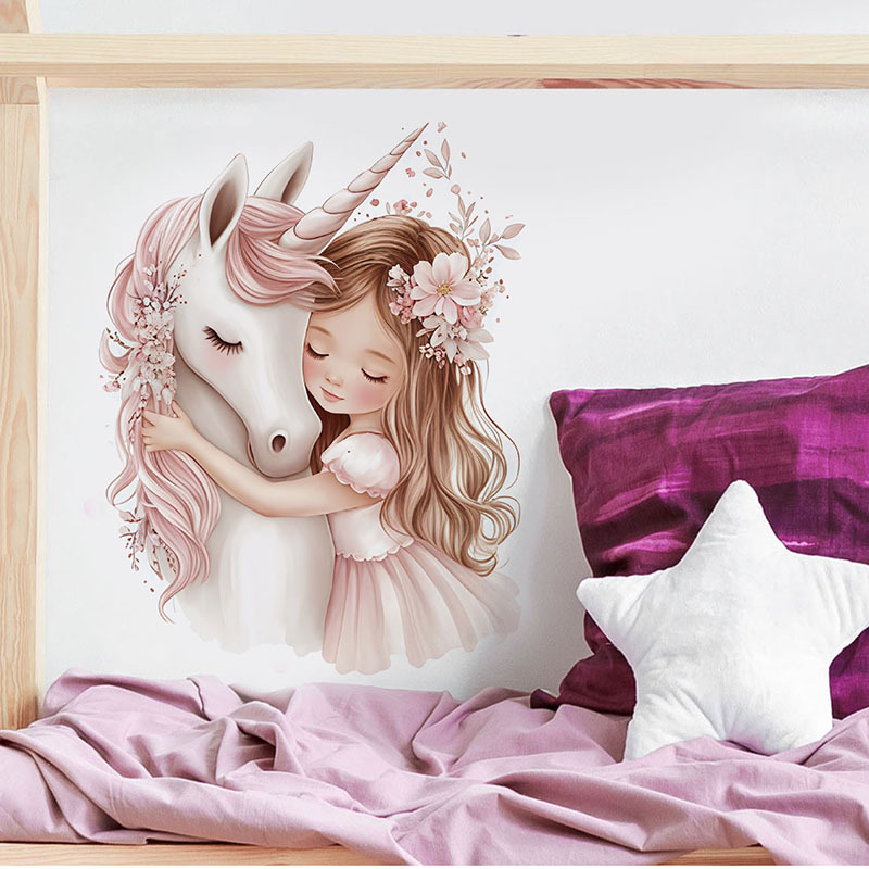 Image of Wall Stickers Suitable For Room Decor - Removable Pvc Decals With Unicorn & Matte, Suitable For Plastic Walls,, Bedroom, Bathroom, Removable Temporary Decoration