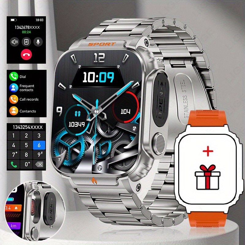  Men S Smartwatch with Wireless Calls, 1, 241.3cm HD Display, 2-in-1 Lighter & Stopwatch, Weather Forecast, Music, Camera, Camera Control, USB Rechargeable, Multiple Sports  ,   Alloy Case, Silicone Strap, Smartwatch for   Phones