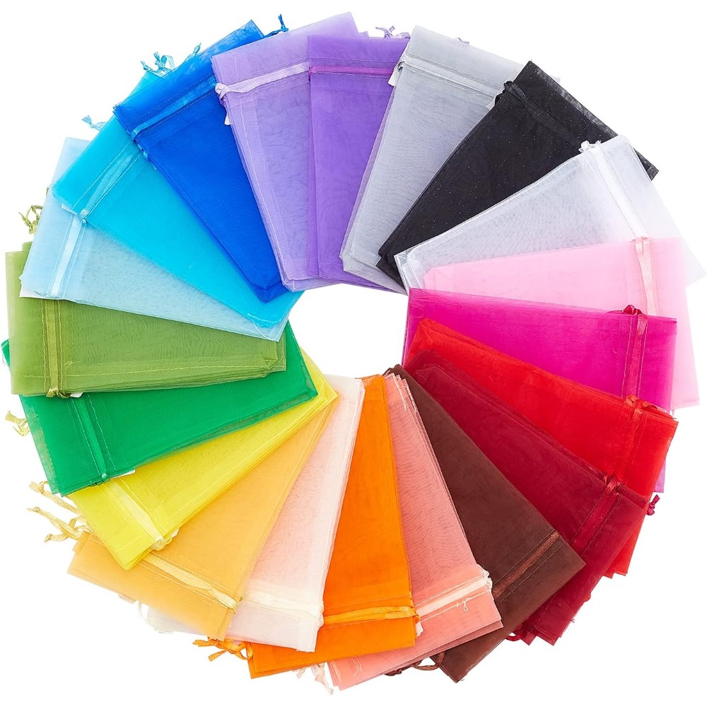 E-shop 200 Stück 4x6 Zoll Organza-Beutel 20 Farben Hochzeitsgeschenkbeutel Transparente Geschenktüten mit Zugband Schmuckbeutel Chiffon-Beutel für