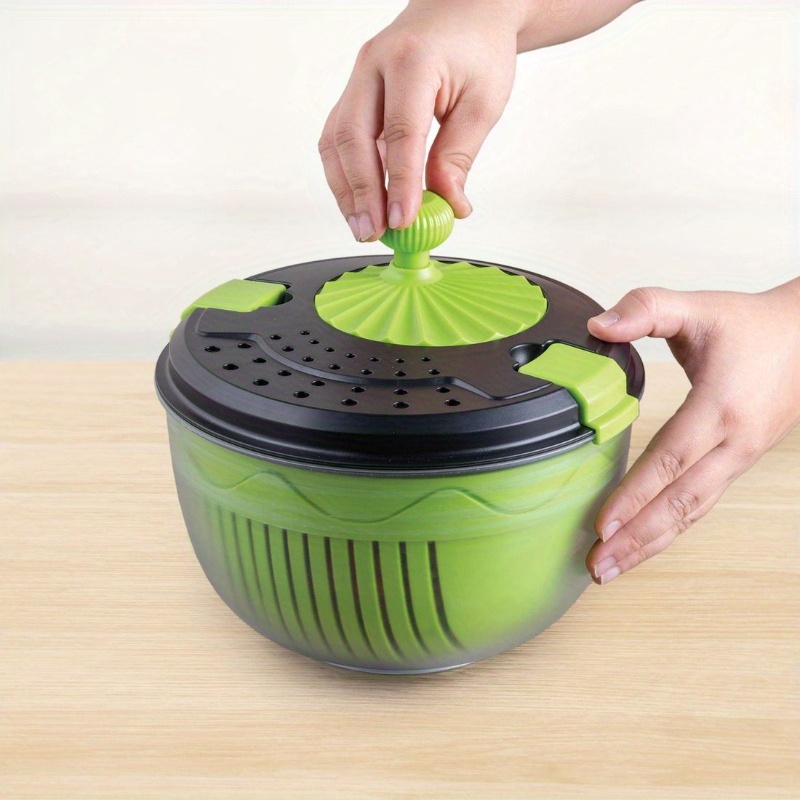 TEMU Salad Spinner & Vegetable Dryer - Manual With Ventilation Holes, Durable Plastic Kitchen Essential For Salad Prep, Fruits & Vegetables - No
