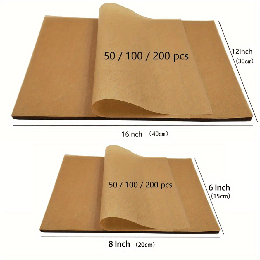 50 pack non stick parchment paper sheets lead free oil resistant for baking cooking grilling frying steaming suitable for most baking trays unbleached details 0