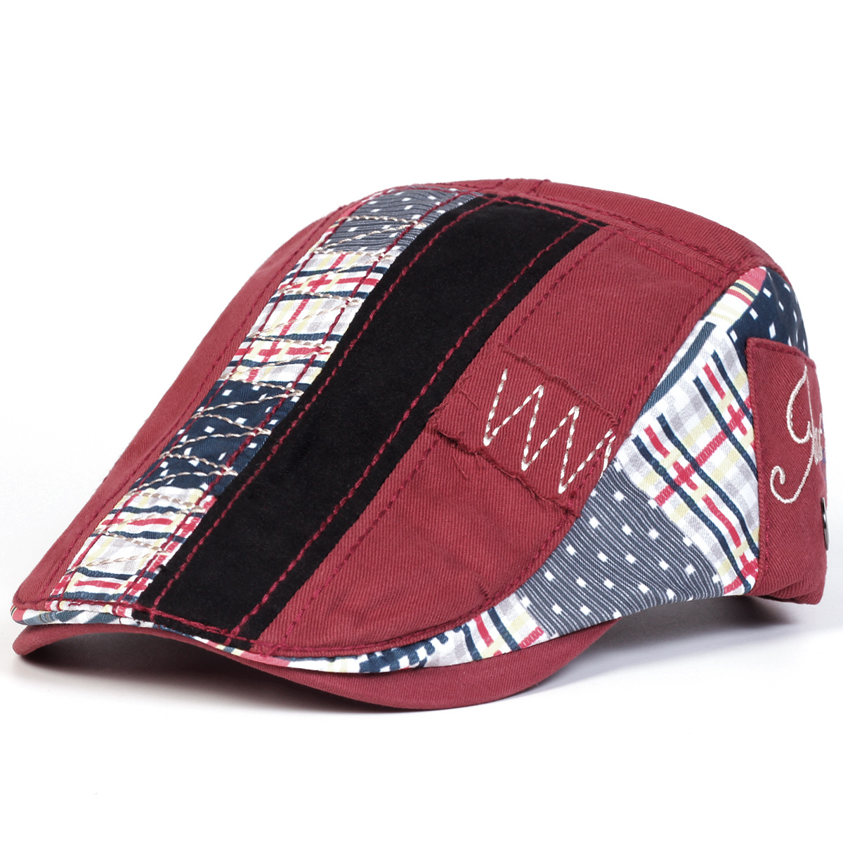 TEMU 1 sombrero de hombre de tela colorida con parches, gorra casual de moda para viajes de otoño e invierno, fiestas en
