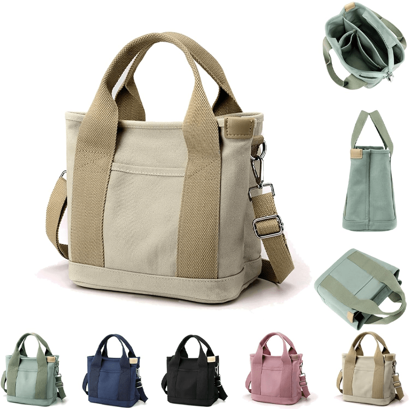 

Sac Fourre-Tout Grande avec Plusieurs Poches - Sac Bandoulière Zippé pour Femme, Beige//Bleu Foncé/Rose/Noir, Spacieuse pour Voyage, Travail et Utilisation Quotidienne