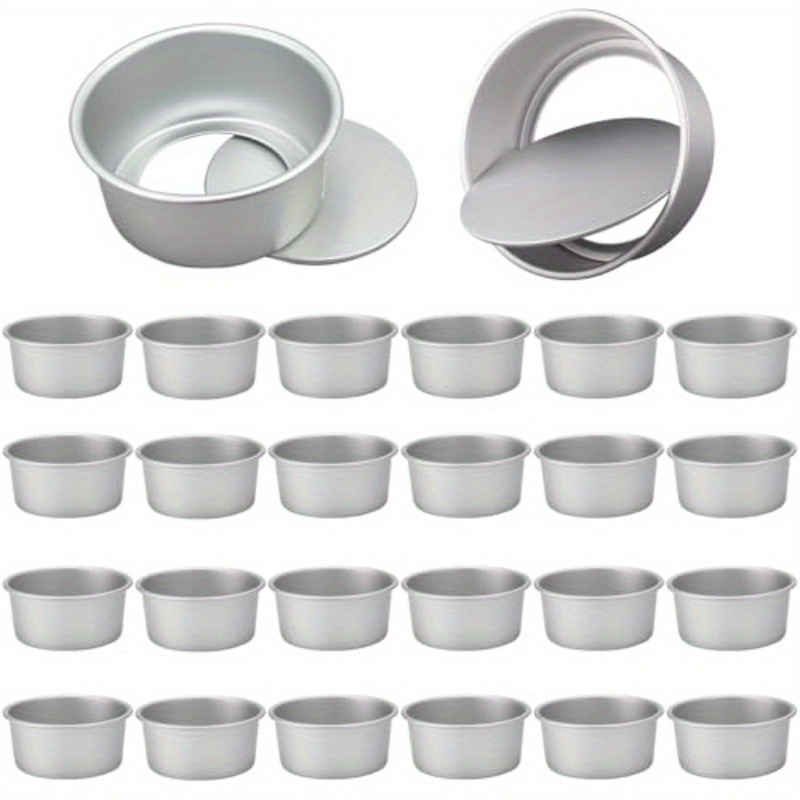 4 inch small cake pan set of 24 nonstick aluminum cake baking pans with 100pcs round parchment paper cake pans with removable bottom for mini cheesecakes pizzas and dessert Product details 0