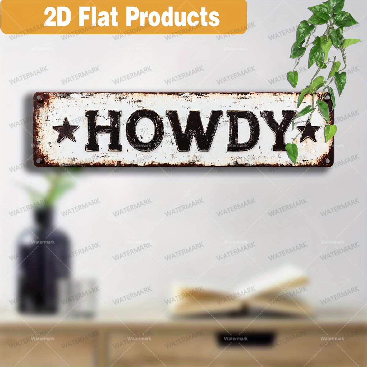 TEMU 2d Flat, 1pc Vintage Howdy Metal Wall Sign - Rustic Farmhouse Decor With Distressed , Western Cowboy Wall Art For Indoor/outdoor, Porch, Living