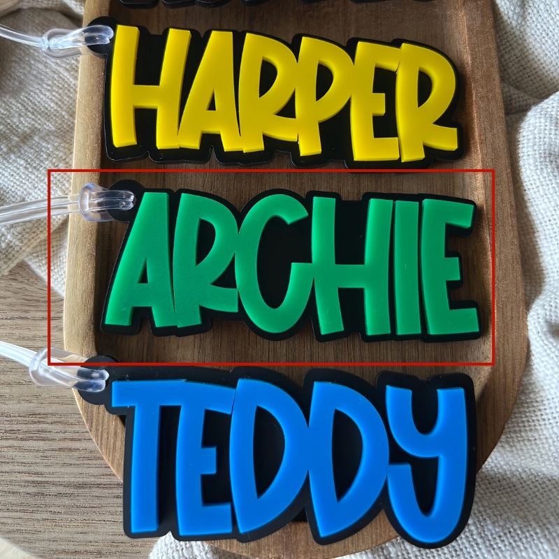 TEMU Personalized Acrylic Name Keychain - Self- Name And Letters, Thick And Durable Rectangular Block Letters, Rounded Corner Design, Vibrant Colors: