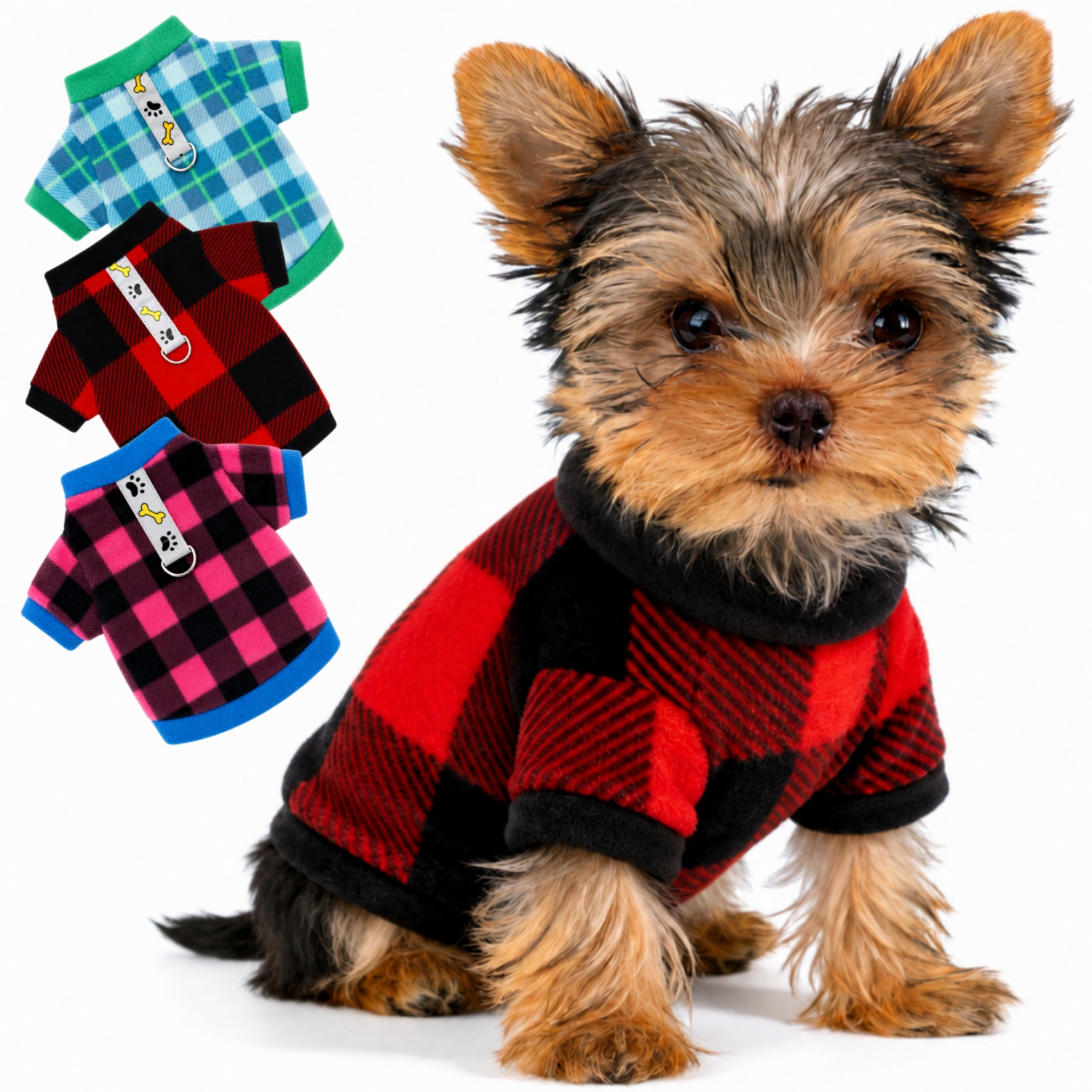 TEMU 3pcs Warm Fleece Dog Sweaters With D-ring Leash Attachment, Soft Pet Shirts For Fall And Winter, Cozy Pullover Jackets For Small Dogs, Puppies,