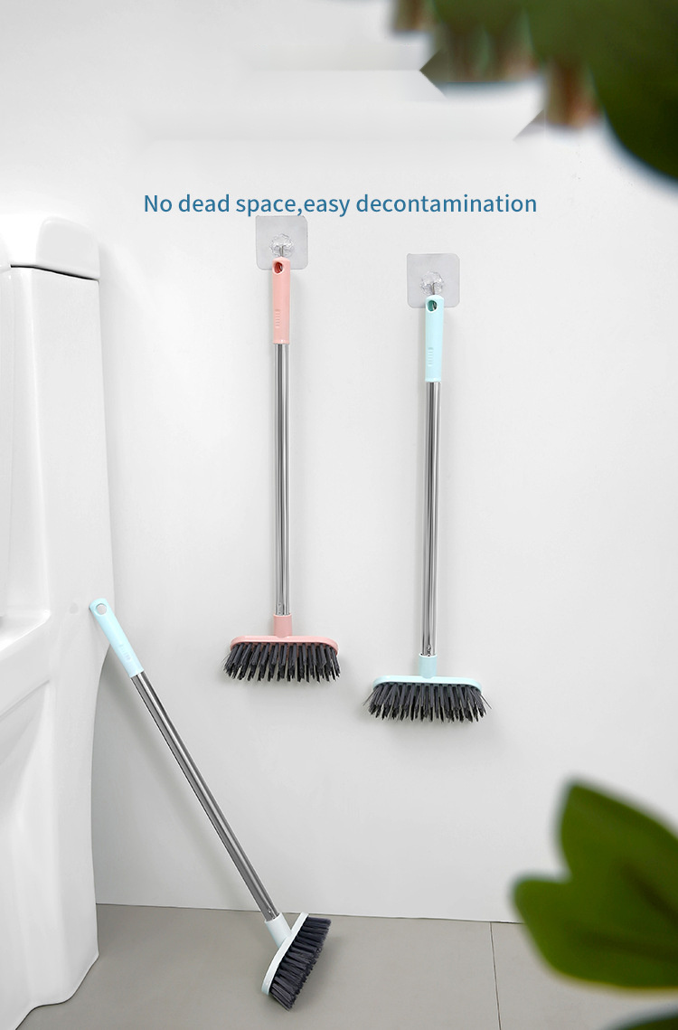 1pc floor scrub brush with long handle hard bristles plastic material ideal for bathroom and carpet cleaning details 0