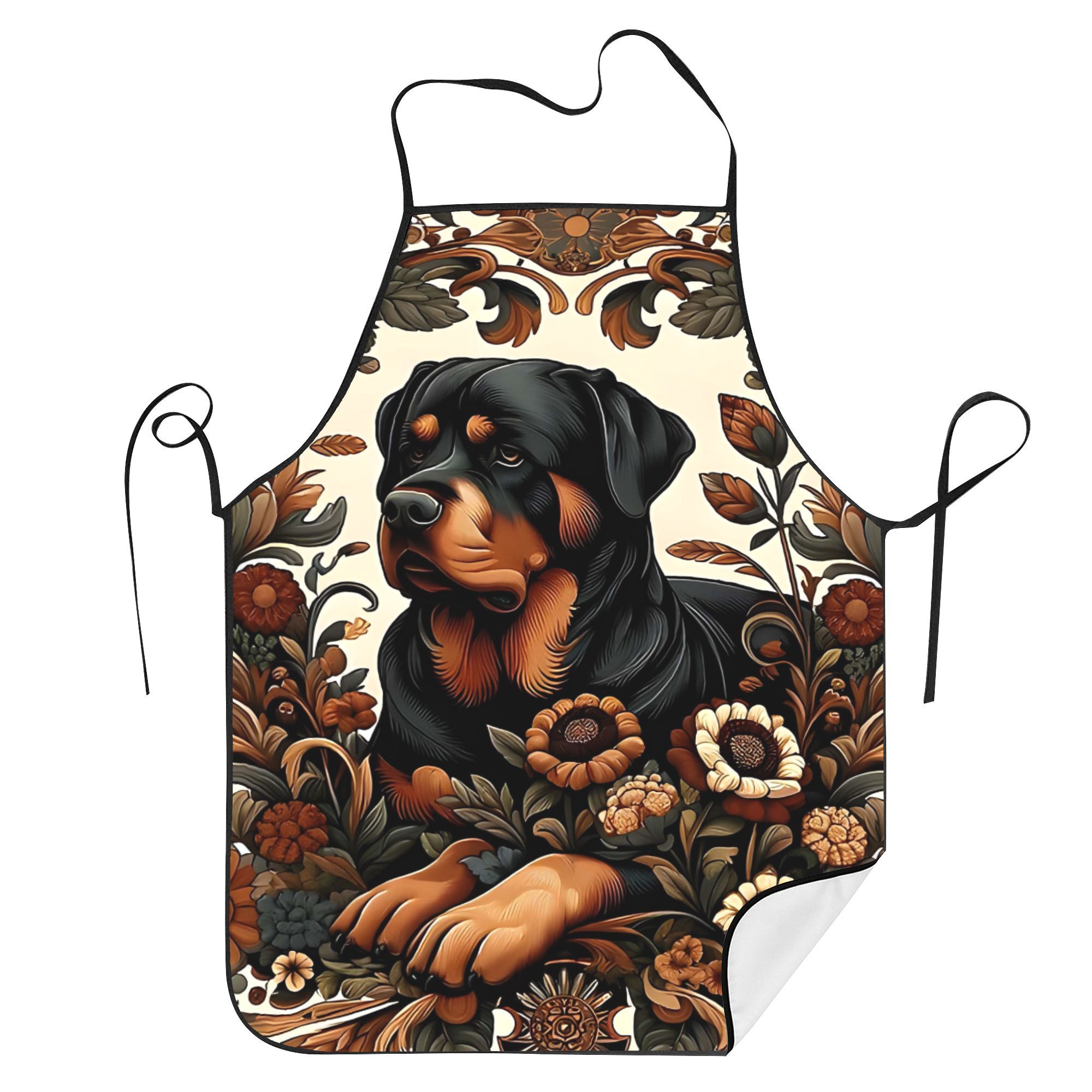 

Adult Apron Featuring A Rottweiler Design, Suitable For Chefs, , And Barbecues, With Pockets For Kitchen Tools.