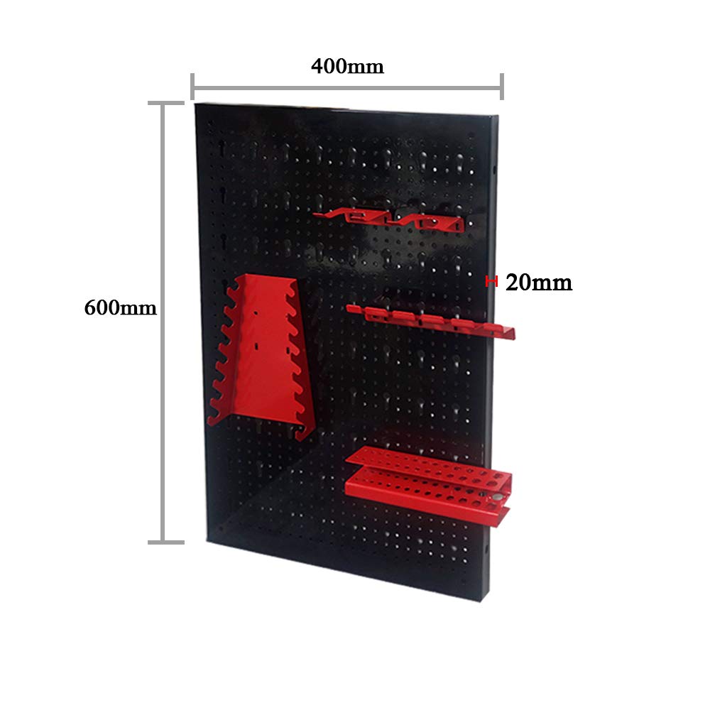 Expandable Metal Tool Organizer Wall With Hooks And Holders Including 17pcs Tool Hook Set, Utility Shelves