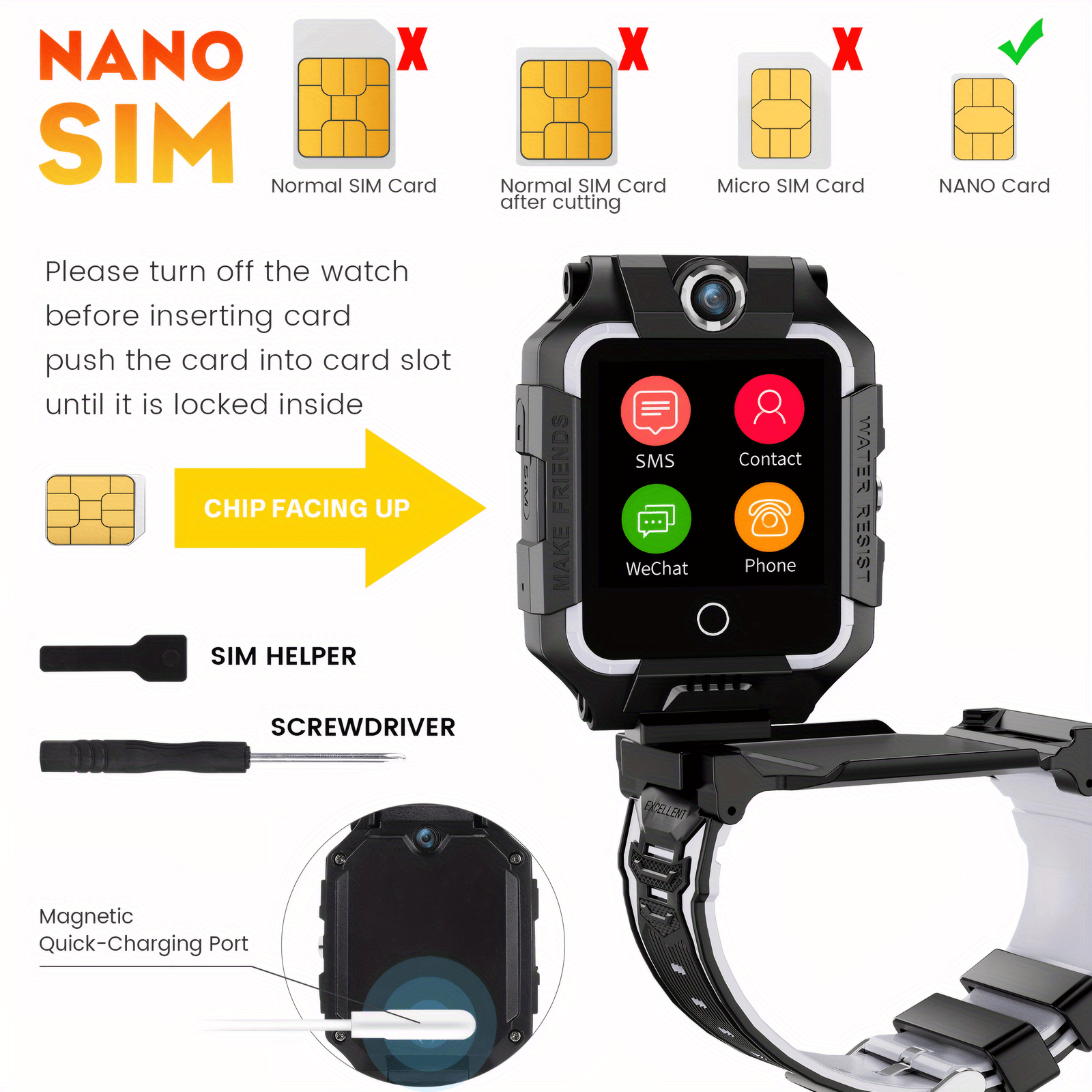 4G(LTE) Elektronisch Smartwatch - Intelligent, 360 Graden Draaibaar Scherm, Spraak- & Videochatmogelijkheden, Gezichtsherkenning, Dubbele Camera's, Foto- & Spraakopname, Muziek- & Videoafspelen, GPS-tracking