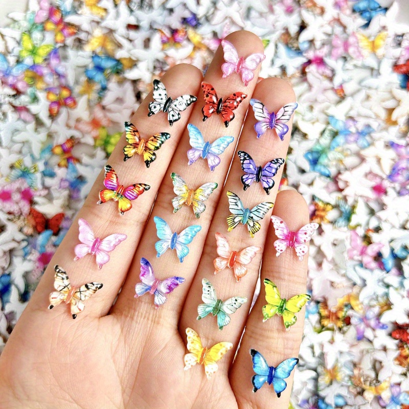 20 50 100 200pcs mini 3d resin butterflies multicolor insect decor for nail art jewelry wedding crafts scrapbooking