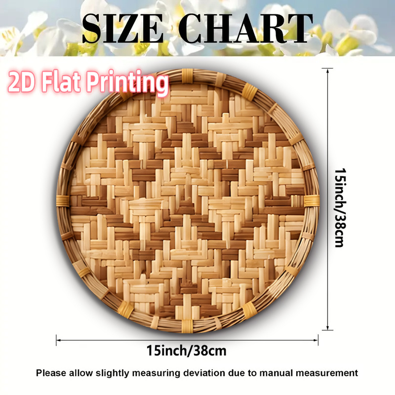 TEMU 2d Flat Printing, 4pcs Circular Placemat-bamboo Grid Circular Weaving Anti-slip And Heat-resistant, Suitable For Use In Elegant Restaurants,