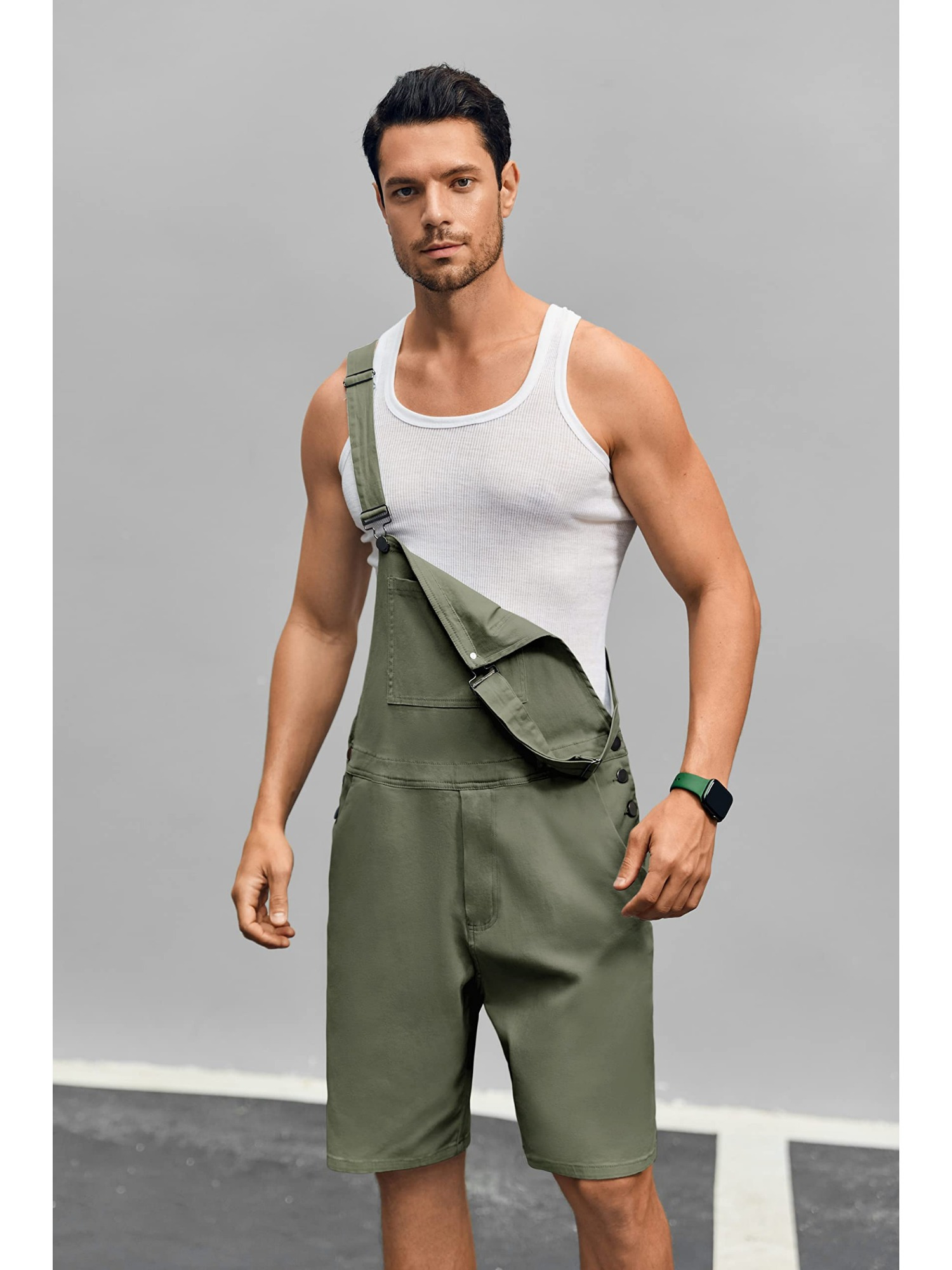 Men Men's Denim Bib Overalls Shorts Plus Size Summer Workwear