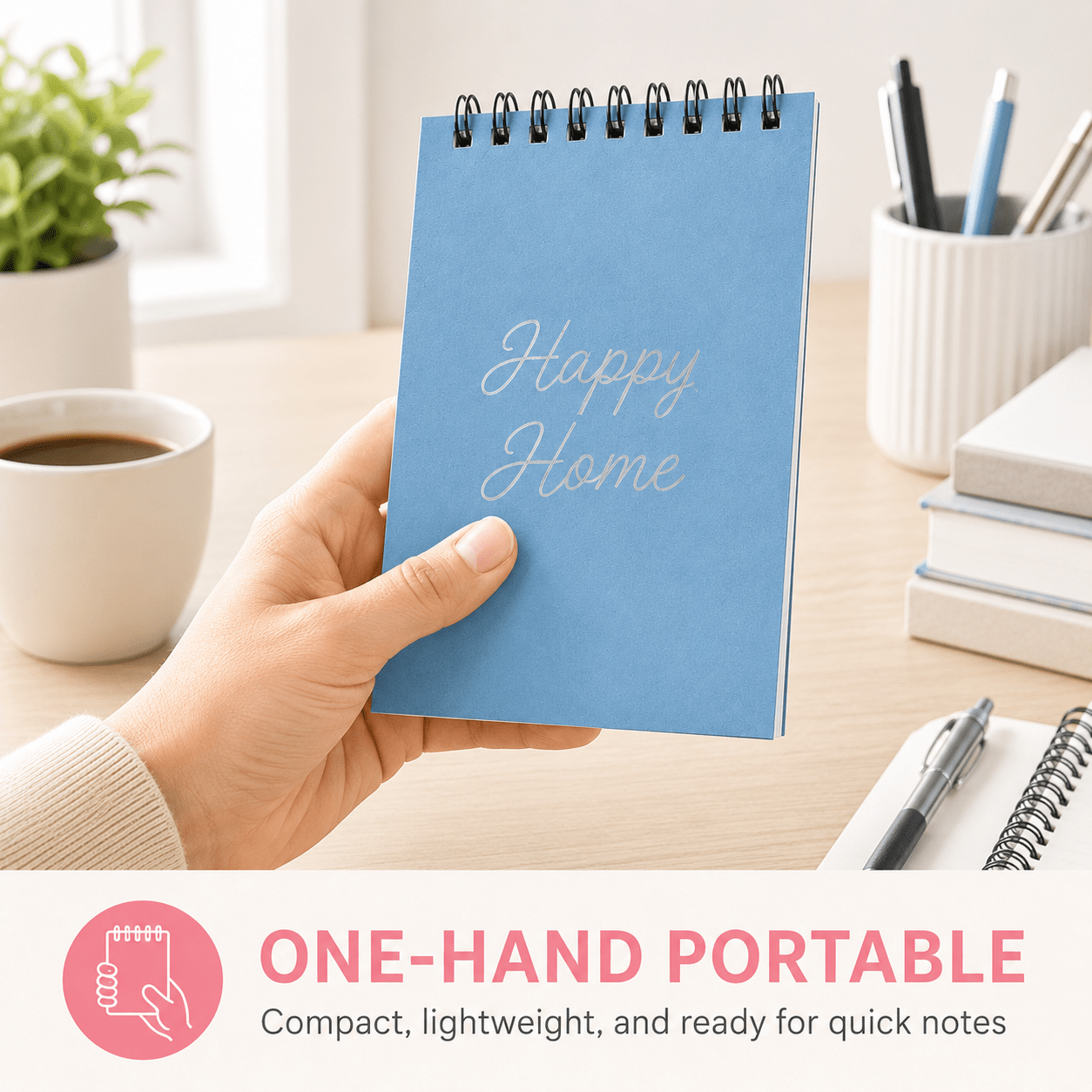 Customizable A7 Pocket-Sized Spiral-Bound Notebook with Lined Pages