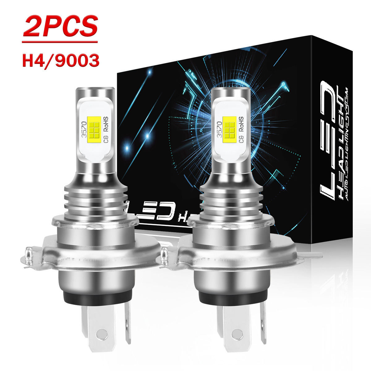 TEMU 2pcs For Versa 2007 2008 2009 2010 2011 2012 2013, H4/ 9003 Led Headlight Bulbs High Low Beam , 6000k Cool White Light, 500% Ultra , Plug And Play