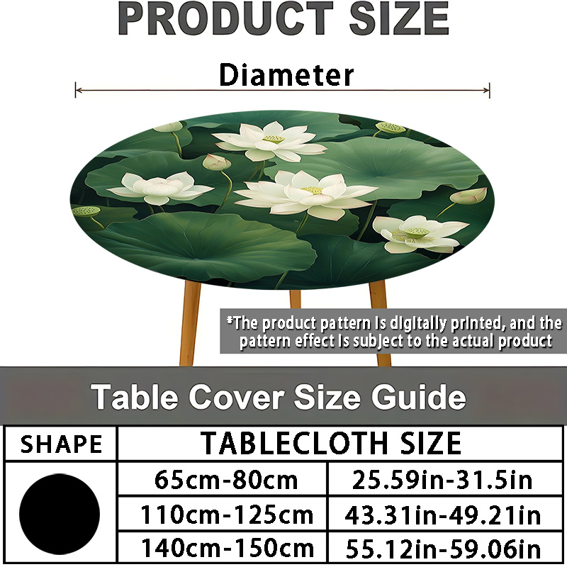 TEMU Nappe ronde imprimée 2D, 1 pièce, et transparente, facile et haut de gamme, ajoute une ambiance calme et détendue à la table à manger. Convient