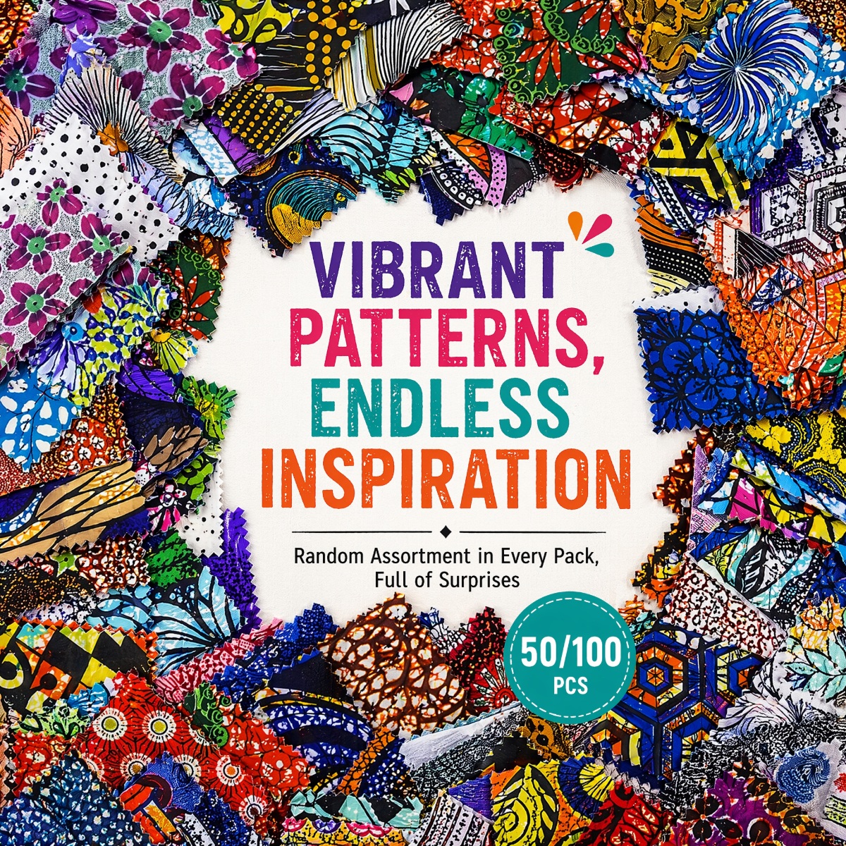 TEMU Brand New Upgraded Model 50pcs African Batik Fabric- Pre Cut 12.7*12.7cm Squares, Random Colors, Suitable For , Sewing, Scrapbooking| Ethnic