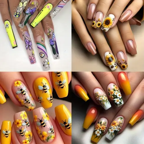 96pcs 4 pack ballet coffin press on nails medium lengthglossy fruit pattern pre designed artificial nail