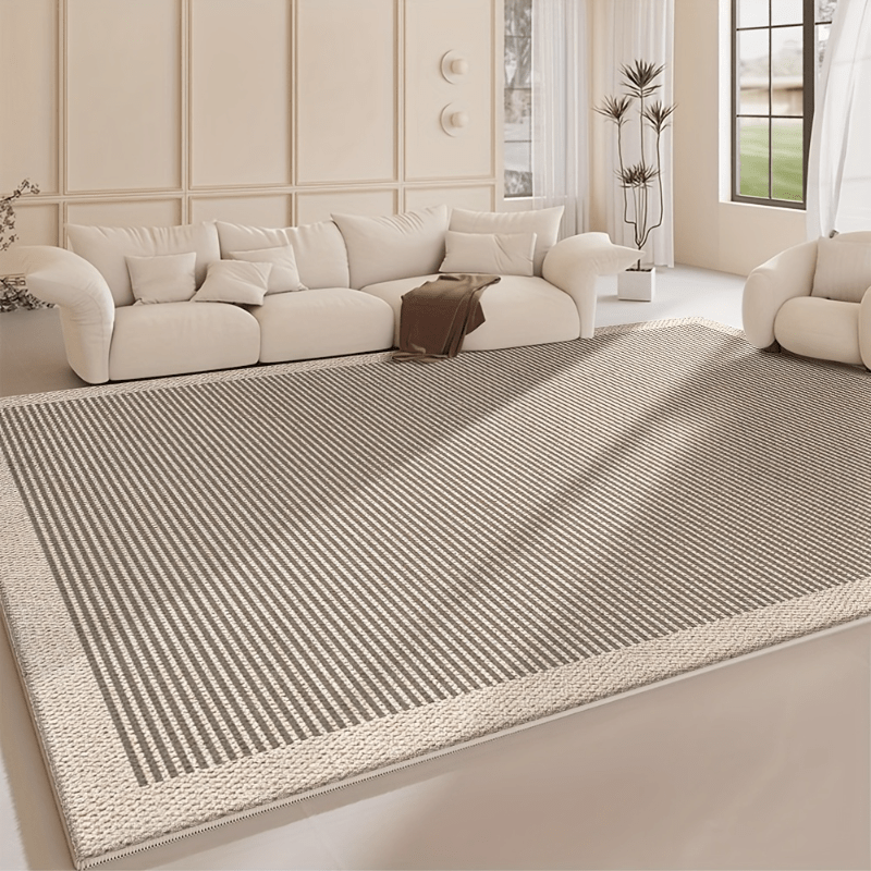 TEMU Area Rug, Light Beige Friendly, Non-slip Backing, Easily Suitable For Living Room, Bedroom, Office, Etc. - Elegant Striped Design, Light Beige,