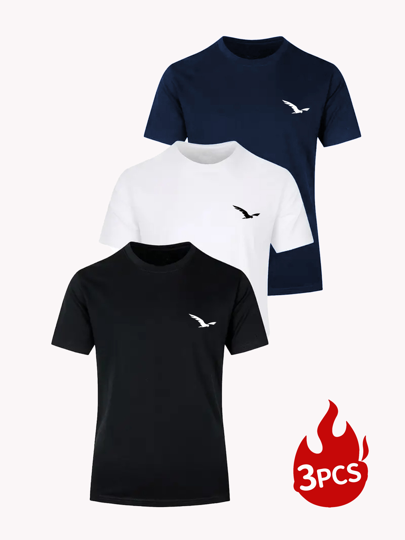 pack mens classic crew neck t shirts breathable knitted Temu