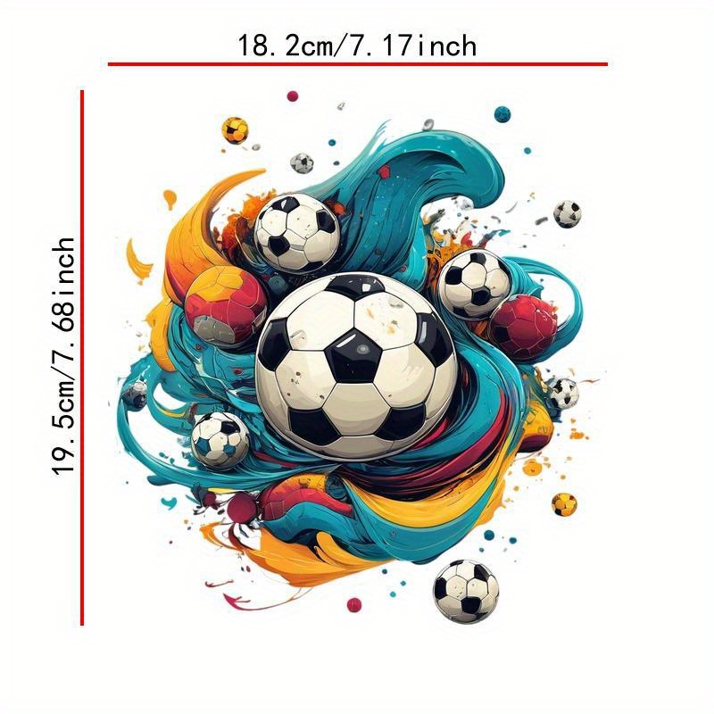 TEMU 3pcs, 6pcs, 9pcs Set Heat Transfer Stickers, Football Graffiti Pattern Diy Washable Patches, Ready-to-use, Suitable For Hoodies, Pillows,
