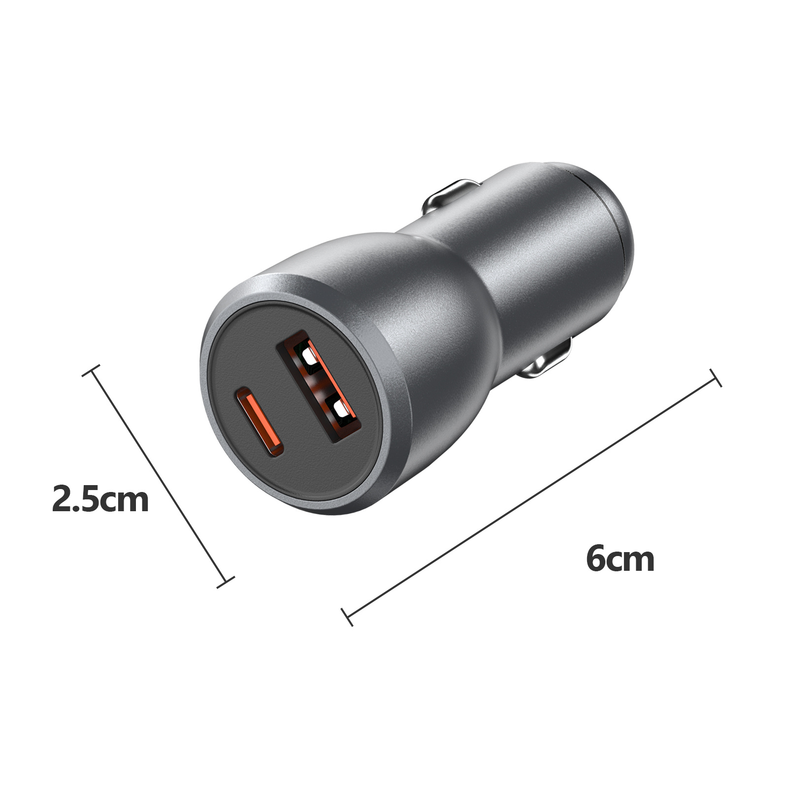 TEMU Anrmesun 2-port Vehicle Charger - 48w Dual Pd Ports, Featuring 1 Usb And 1 Type-c Adapter For Quick Charging While Traveling - Universal Car