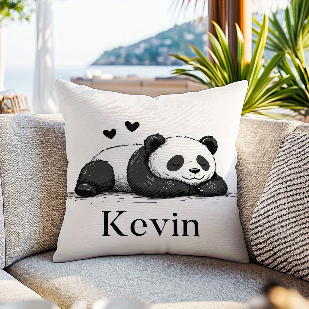TEMU 1 stuk Gepersonaliseerde Pluche Kussensloop - Schattig Panda-ontwerp met Gepersonaliseerde Naam, Ultrazachte Vulling, voor Bank, Bed, Auto en