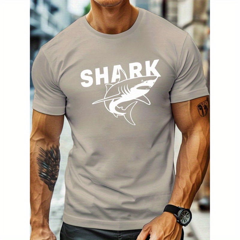 

T-shirt Requin pour Homme - Col Rond Décontracté, Manches Courtes, Haut d'Été en Polyester Léger, Lavable en Machine