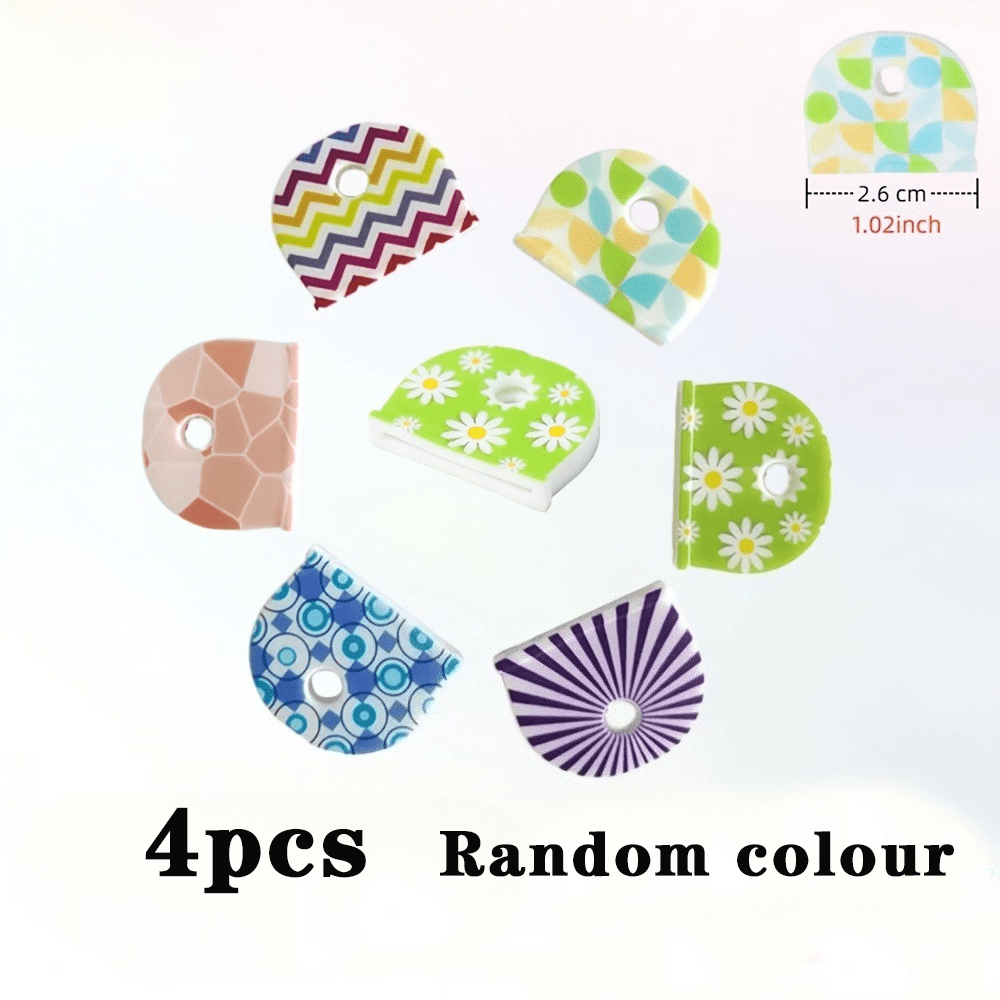 4pcs (random Colors) Of Colorful Silicone Keycaps Featuring Such As Stripes, Flowers, And Polka Dots