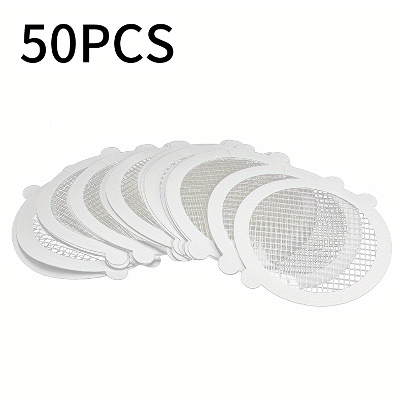 50pcs Shower Drain Hair Set, Mesh Filter Stickers, Anti-clogging Drain Pipe Eye Stickers For Kitchen And Bathroom, Waterproof Pp Material