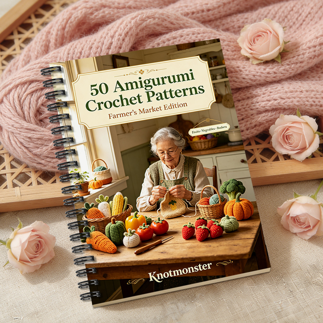 TEMU 1-pack Portable Crochet Notebook Suitable For Knitting & Hooking Projects, Fruit & Vegetable Themed Pages With Yarn , Yarn Waste Log & Tool For