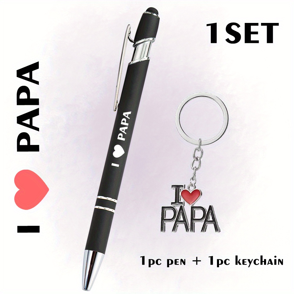E-shop 1 Set Geschenk für Papa, . Kugelschreiber + . Schlüsselanhänger, Kapazitive Touch Schreiben Glatt, Schwarze Tinte, Edelstahl Schlüsselanhänger
