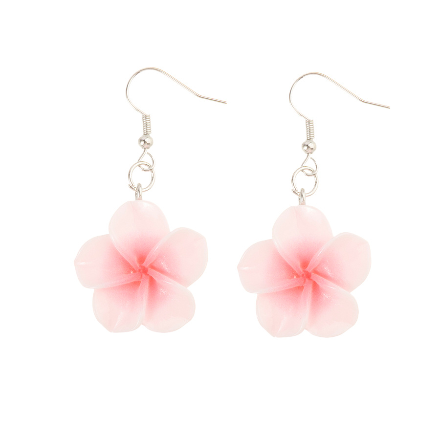 2pcs Boho Tropical Frangipani Drop Earrings Resin Flower Gift Set, Cute Couples Vacation Jewelry Set Unisex Jewelry For Daily & Party, Christmas, Valentine, Wedding Gift