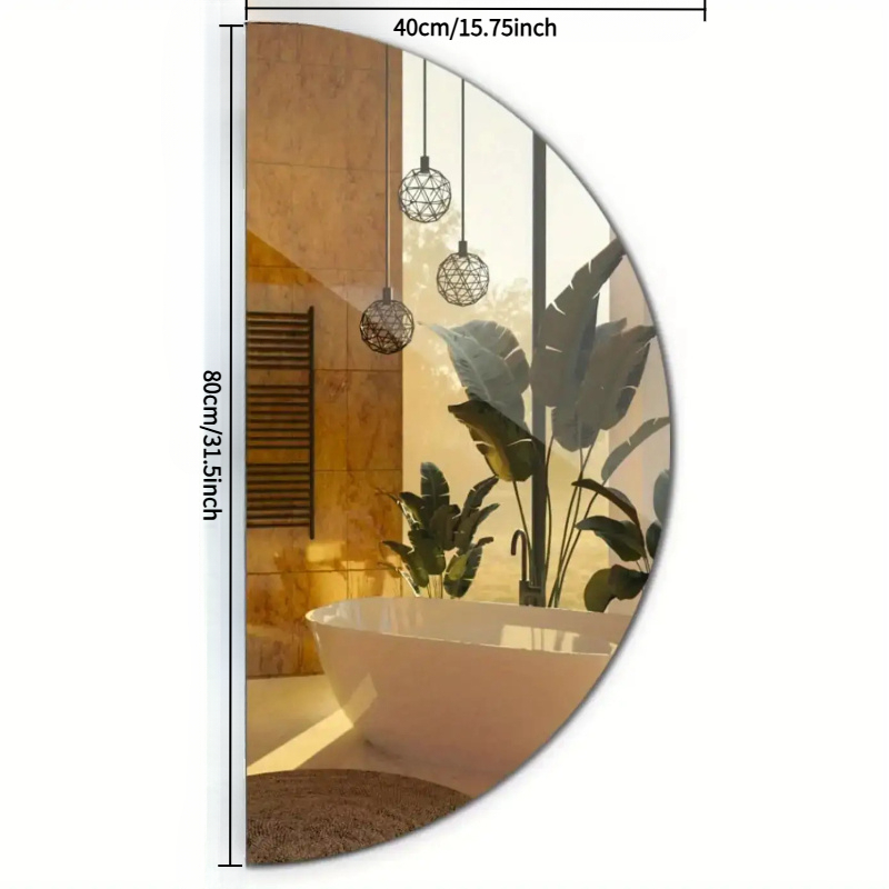Half-Circle Irregular Acrylic Wall-Mounted Dressing Mirror, Lightweight & Waterproof