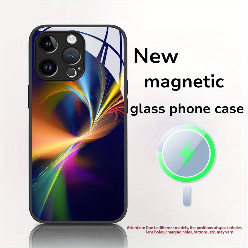 TEMU Phone Case - A Stylish And Colorful Tempered Glass Phone Case With Magnetic Features, Compatible With Iphone X/xr/xs/xs