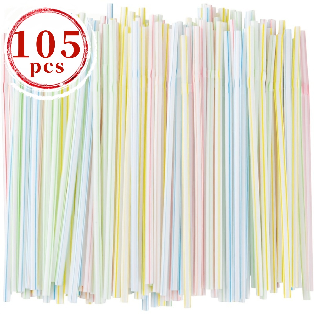 TEMU Set da 105 pezzi di cannucce flessibili in plastica, adatte per intrecciare - Tubi colorati a righe pieghevoli con punte flessibili, adatte per