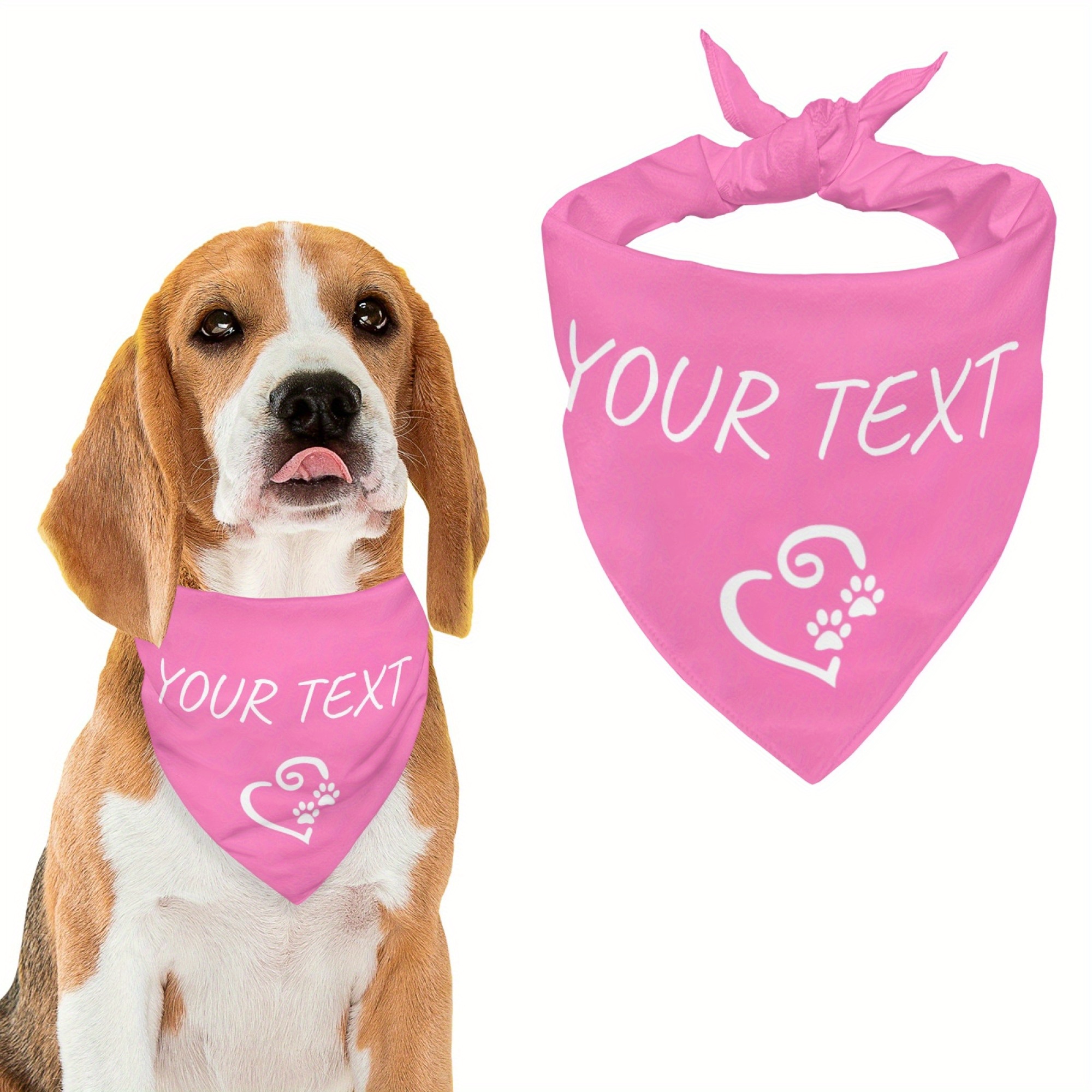 TEMU Bandana Personnalisable pour Animaux avec Texte et de Patte - Bavoir Réglable pour Chiens et Chats, Tissu Durable Lavable en Machine, Options