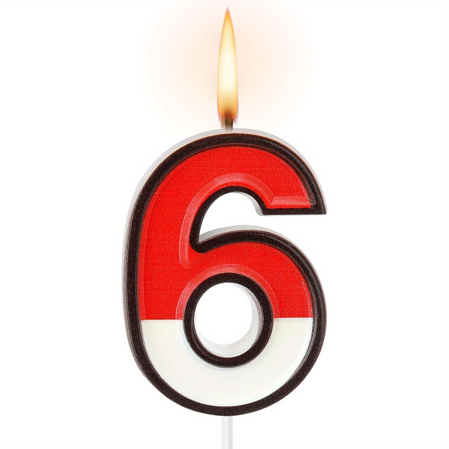 Image of Number 0-9 Cartoon Number Candles With Base - Red, White & Black Numbered Wax Cake Candles Suitable For Birthdays, Christmas, Weddings,, Parties - Plastic Base & Wax Candles