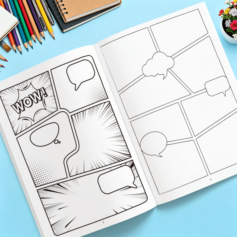 Blank Comic Book: 32-Page Comic Sketchbook for Story Creation
