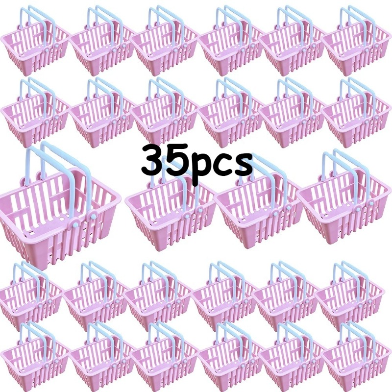 TEMU Gift For Her/him 35pcs Mini Macaron-colored Plastic Storage Baskets, Suitable For Home Use, Parties, Gifts, And . It's A Small Plastic Grocery