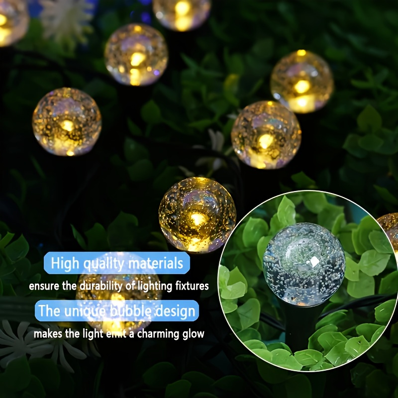 20 led solar powered crystal ball   lights outdoor solar garden lights with warm   color   auto on off dusk to dawn   ground lamps for walkway yard lawn patio   no wiring required