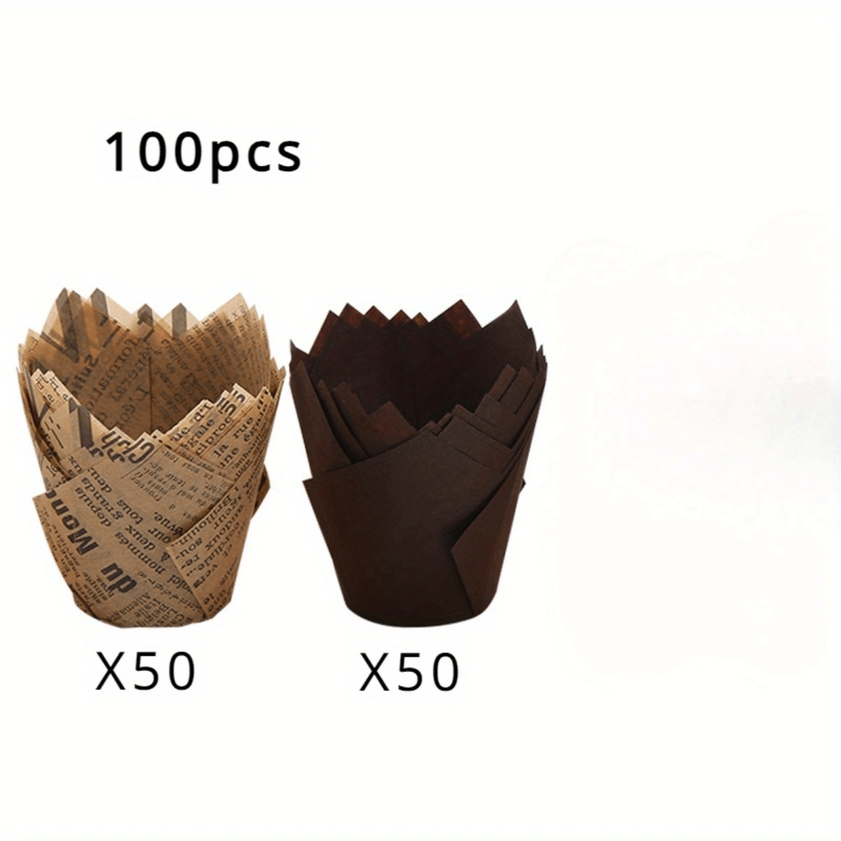 TEMU 100 adet Tulip Muffin Kâğıtları, Baking Cups, Tulip Muffin Kâğıtları, Cupcake Baking Cups, Cupcake Sarğı Kâğıtları, Mini Muffin Kâğıtları, Noel