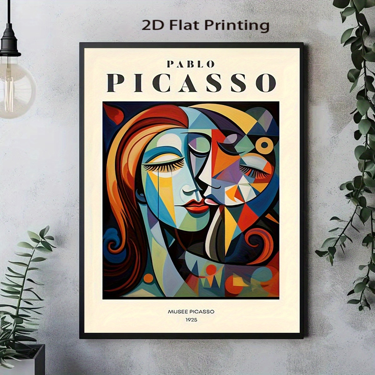 TEMU Picasso & Francis Bacon Kubism Konsttryck - Oinramad kubistisk canvasaffisch, kvinnligt ansikte inspirerat av punktillen (Picassos Musee